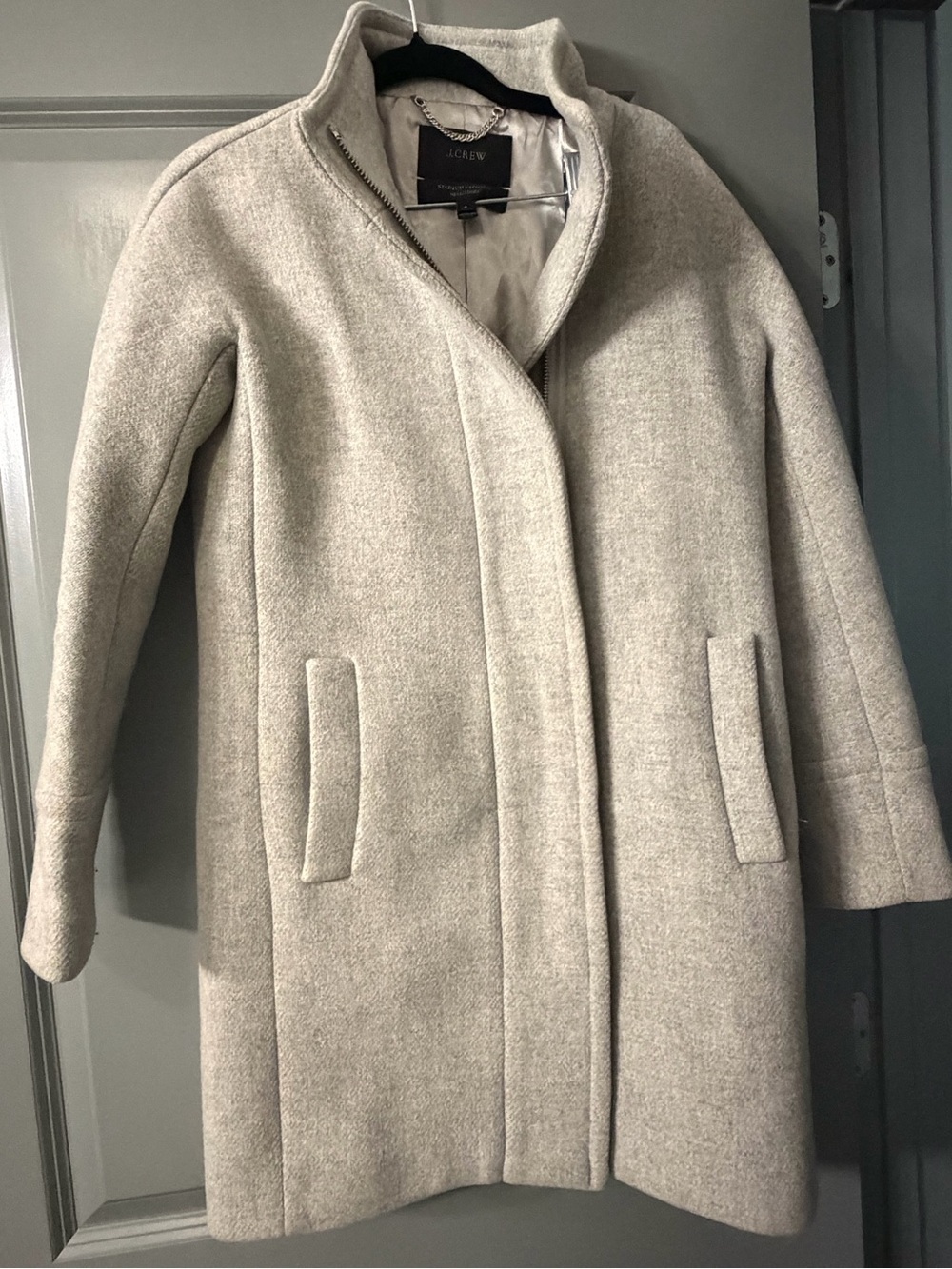 J. Crew Light Gray Wool-Blend Stand Collar Pea Coat